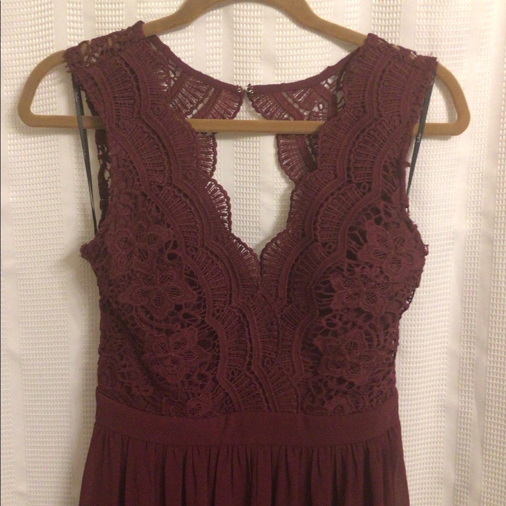 burgundy lululs floor length dress